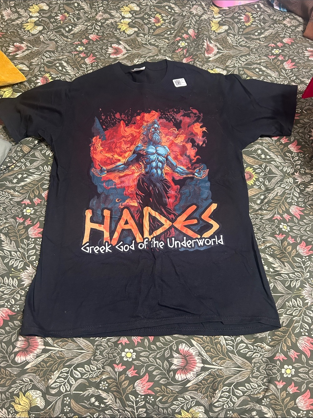 Gildan Black Hades Graphic Tee with Red & Blue Flames